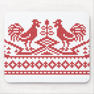 Roter Hahn Kreuzstich Mousepad