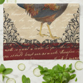 Roter Hahn Vintag Geschirrtuch (Gefaltet)