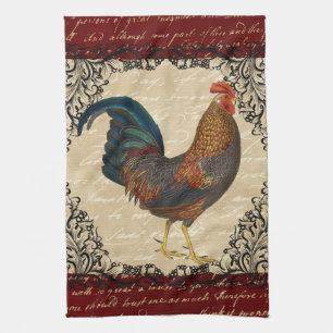 Roter Hahn Vintage Geschirrtuch