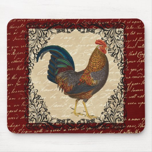Roter Hahn Vintage Mousepad (Vorne)
