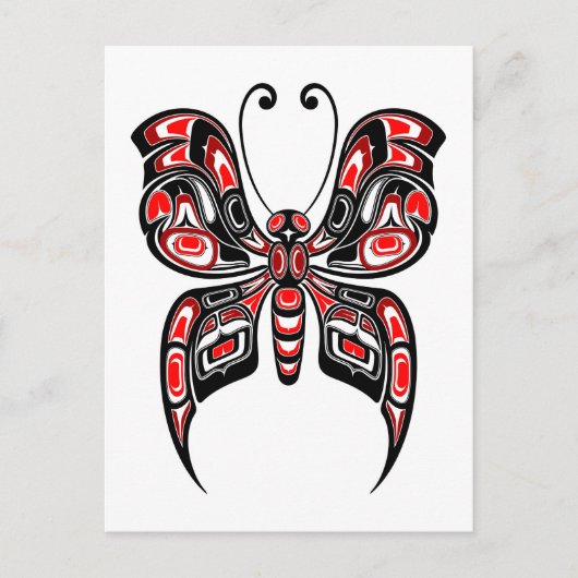 Roter Haida Spirit Butterfly auf Weiß Postkarte (Vorderseite)
