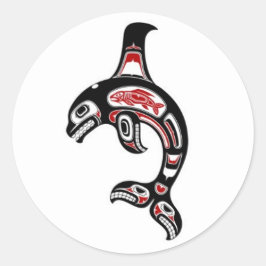 Roter Haida Spirit Killer Whale Runder Aufkleber