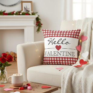 Roter Hallo Valentinstag Karo Gingham Kissen