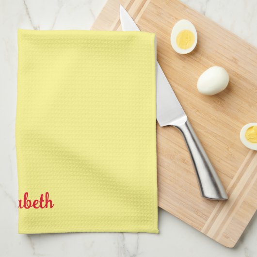 Roter handgeschriebener Name Hellgelbe Farbe Geschirrtuch (Viertel Falte)