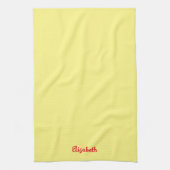 Roter handgeschriebener Name Hellgelbe Farbe Geschirrtuch (Vertikal)
