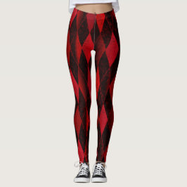 Roter Harlequin-Raute Leggings