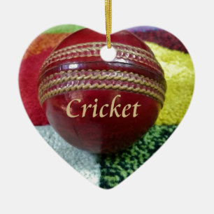 Roter Hartball-Ruhm-Cricket-Weihnachtsbaumschmuck Keramik Ornament