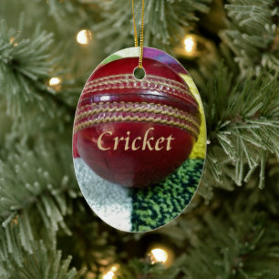 Roter Hartball Ruhm Cricket Weihnachtsbaumschmuck Keramik Ornament