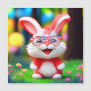 Roter Hase mit amerikanischer Brille-442244 Magnetkarte