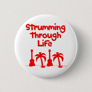 Roter Hawaain Ukulele Uke tropischer Button