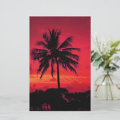 Roter Hawaiianischer Sonnenuntergang Exotische Pal Briefpapier (Stehend Vorderseite)