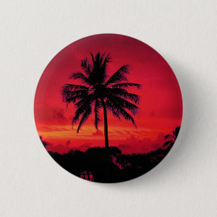Roter Hawaiianischer Sonnenuntergang Exotische Pal Button