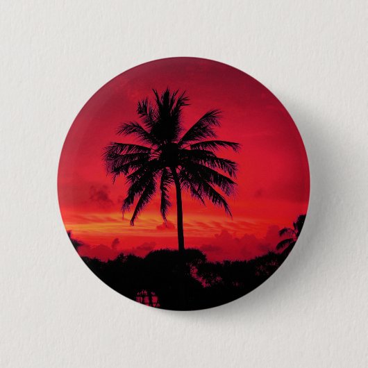 Roter Hawaiianischer Sonnenuntergang Exotische Pal Button (Vorderseite)
