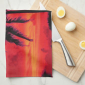 Roter Hawaiianischer Sonnenuntergang Exotische Pal Handtuch (Viertel Falte)