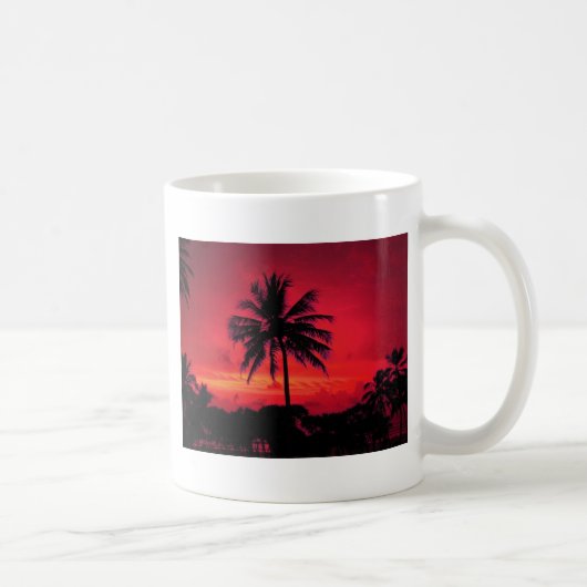 Roter Hawaiianischer Sonnenuntergang Exotische Pal Kaffeetasse (Rechts)