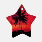 Roter Hawaiianischer Sonnenuntergang Exotische Pal Keramik Ornament (Rechts)