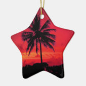 Roter Hawaiianischer Sonnenuntergang Exotische Pal Keramik Ornament (Links)