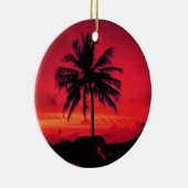 Roter Hawaiianischer Sonnenuntergang Exotische Pal Keramikornament (Rechts)