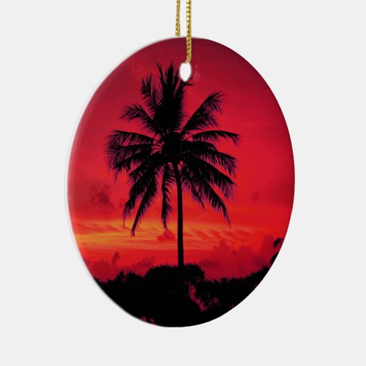 Roter Hawaiianischer Sonnenuntergang Exotische Pal Keramikornament (Rechts)