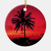 Roter Hawaiianischer Sonnenuntergang Exotische Pal Keramikornament (Vorne)