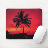 Roter Hawaiianischer Sonnenuntergang Exotische Pal Mousepad (Mit Mouse)