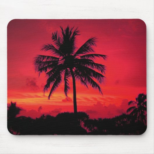 Roter Hawaiianischer Sonnenuntergang Exotische Pal Mousepad (Vorne)