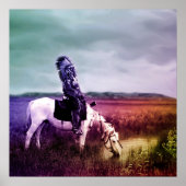 Roter Hawk an einer Oase in den Badlands Poster (Vorne)