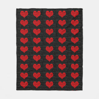 Roter Hearted schwarzer Ziegelstein-gemusterte Fleecedecke