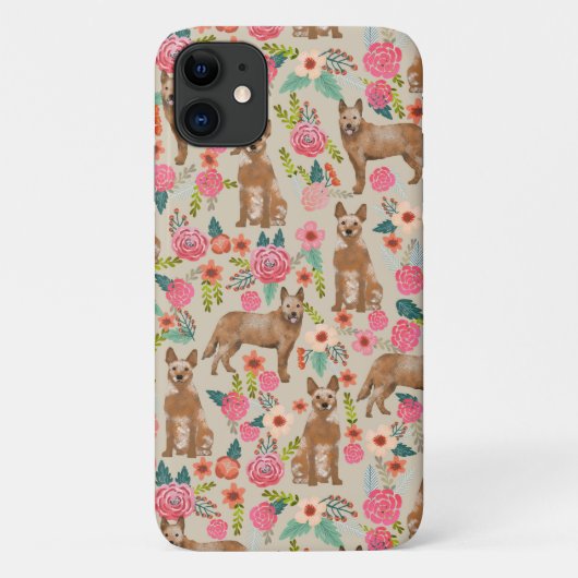 Roter Heeler Rinderhund Blumen Tan Case-Mate iPhone Hülle (Rückseite)