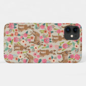 Roter Heeler Rinderhund Blumen Tan Case-Mate iPhone Hülle (Rückseite (Horizontal))
