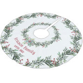 Roter Heiliger mit grünem Kranz, festlich, Familie Polyester Weihnachtsbaumdecke (Schrägansicht)