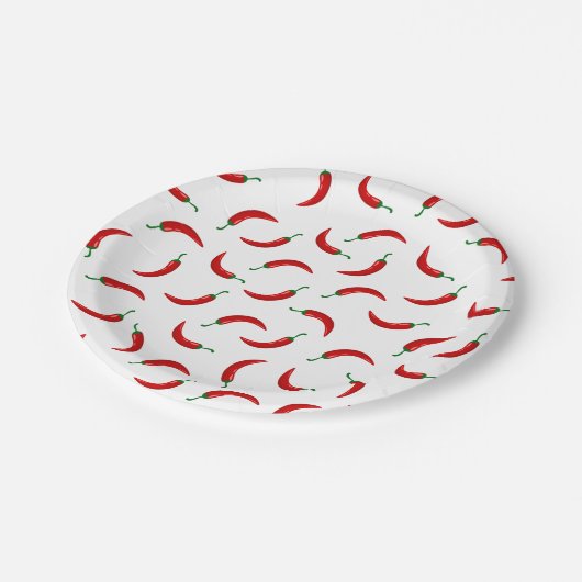 Roter heißer Chili Paprikaschoten Pappteller (Schrägansicht)