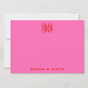 Roter Heißer Rosa Reben Schriftzug Monogramm DIY B Dankeskarte