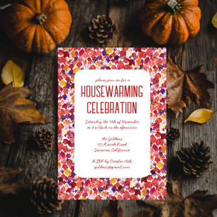 Roter Herbst lässt Chic Custom HoUSEWARMING PARTY Einladung