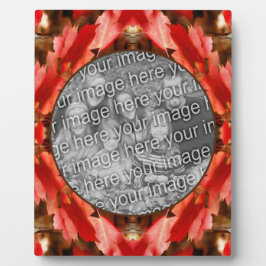 Roter Herbst lässt die Natur Ihr Foto hinzufügen Fotoplatte