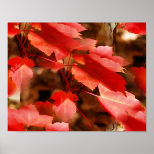Roter Herbst lässt Ölgemälde zurück Poster (Vorne)