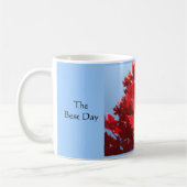 Roter Herbst lässt Tasse Bester Tag Kaffee Freunde (Links)