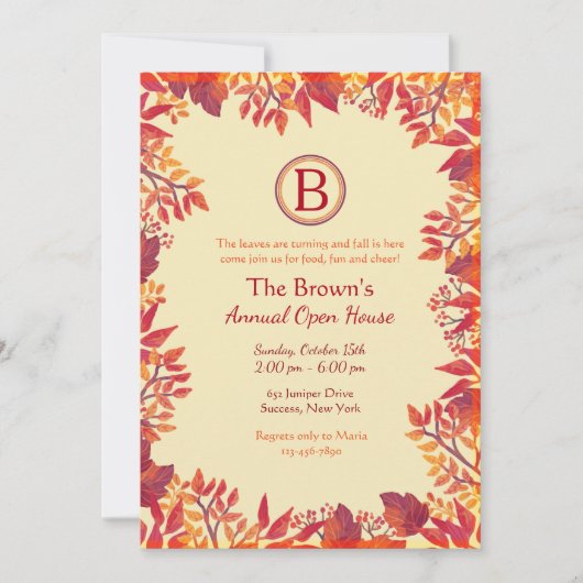 Roter Herbst verlässt Einladung (Vorderseite)