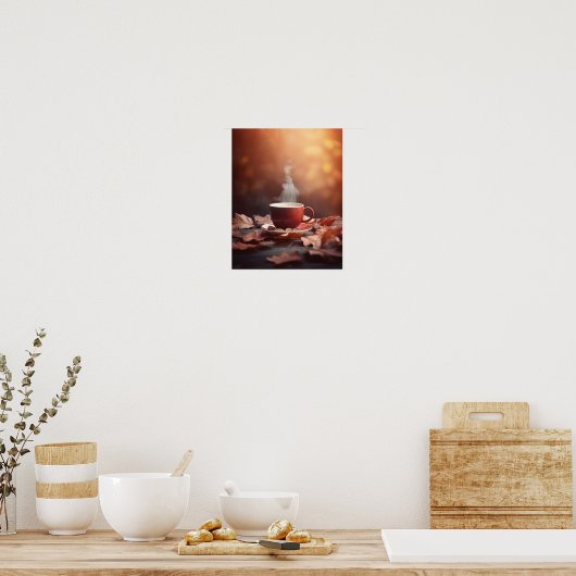 Roter Herbstleaves Steamy Tee Poster (Küche)