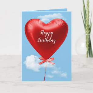 Roter Herz-Ballon für Geburtstag Karte
