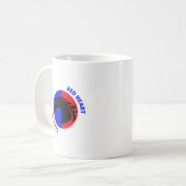 Roter Herz Blaues Bewusstsein Kaffeetasse (Vorderseite Links)