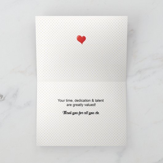 Roter Herz-Dank-Freiwilliger Dankeskarte (Innenseite)