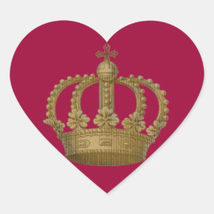Roter Herz-Goldkronen-Aufkleber Herz-Aufkleber