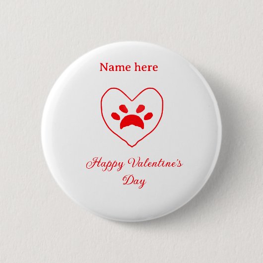Roter Herz Hund Katze Pfote glücklicher Valentinst Button (Vorderseite)
