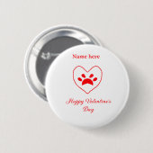 Roter Herz Hund Katze Pfote glücklicher Valentinst Button (Vorne & Hinten)