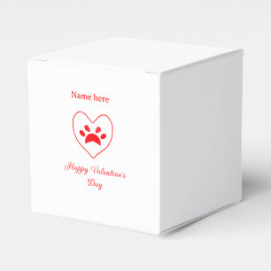 Roter Herz Hund Katze Pfote glücklicher Valentinst Geschenkschachtel
