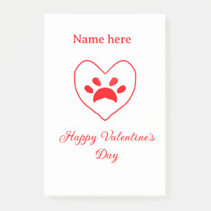 Roter Herz Hund Katze Pfote glücklicher Valentinst Post-it Klebezettel
