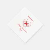 Roter Herz Hund Katze Pfote glücklicher Valentinst Serviette (Ecke)