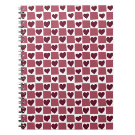Roter Herz-Karo-Muster Notizblock