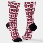 Roter Herz-Karo-Muster Socken (Gewinkelt)